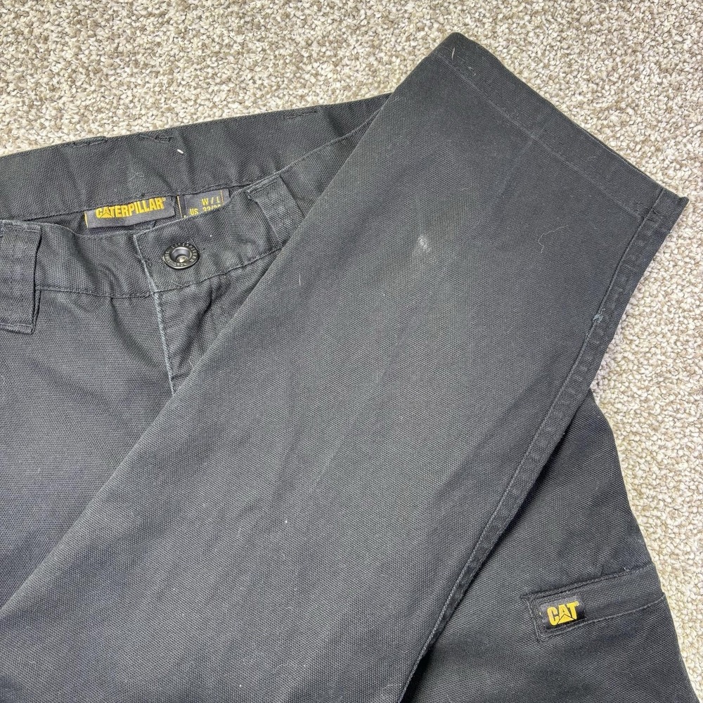 CAT Pants Mens 32x32 Black Regular Fit Stretch Canvas Carpenter Workwear Pockets